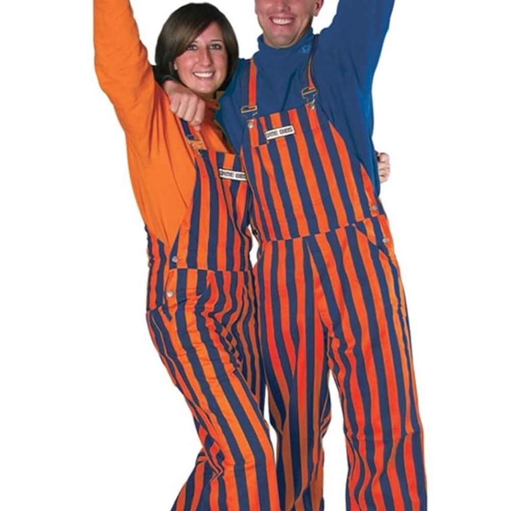 Striped Orange and Blue Overalls